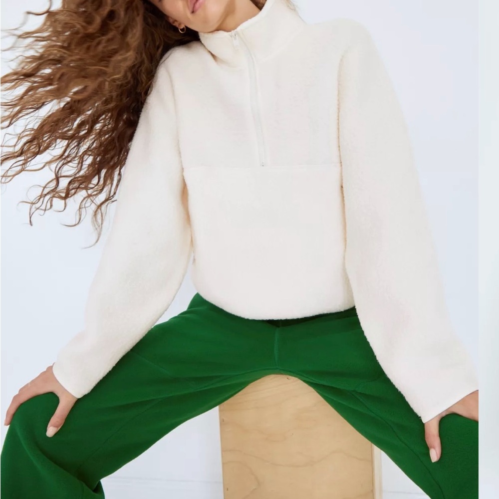 Aritzia TNA Rush Polartec 1/2 Zip Whisper White XXS NWT